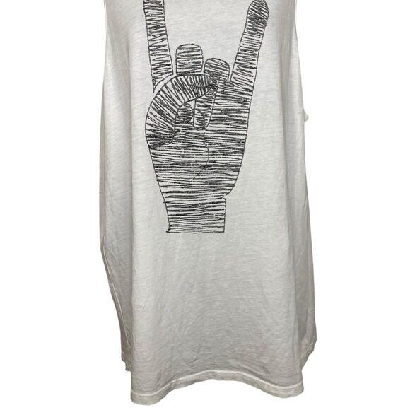 AG Adriano Goldschmied Tank Top Women Small White Graphic Tee Punk Rocker Casual - Picture 6 of 12